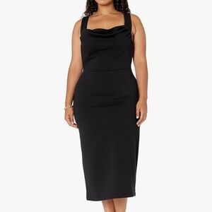 Making The Cut Solid Black Cowl Neck Sleeveless Midi Dress